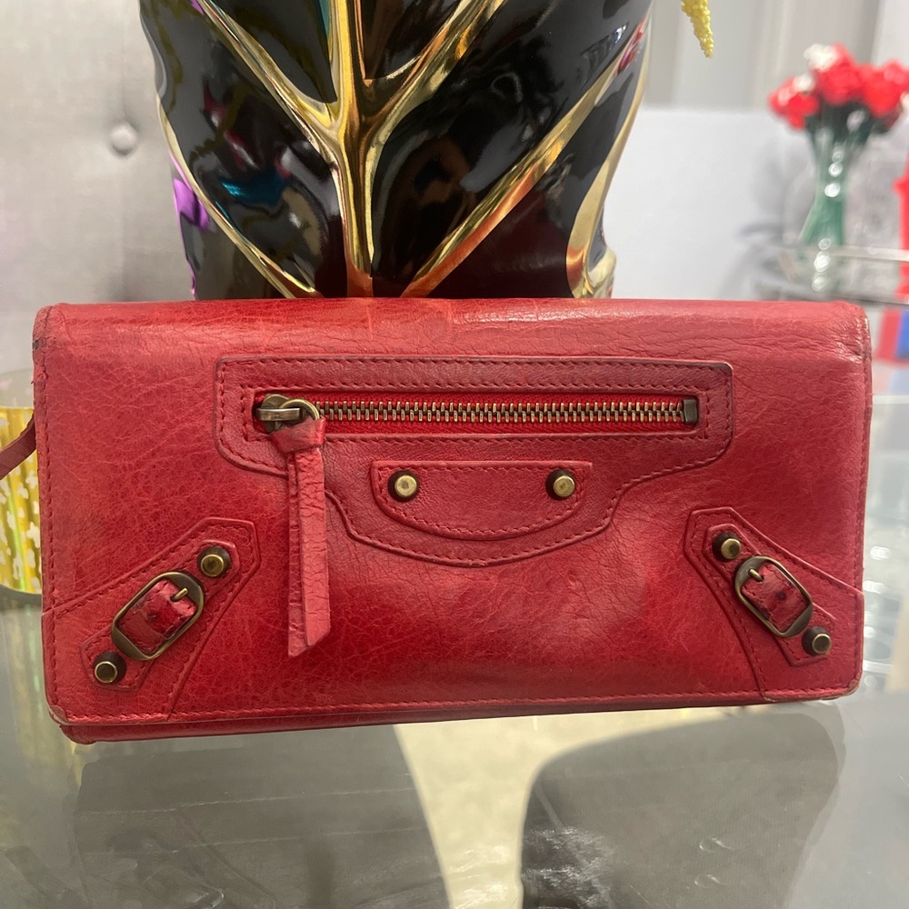 Balenciaga Red Leather Wallet
